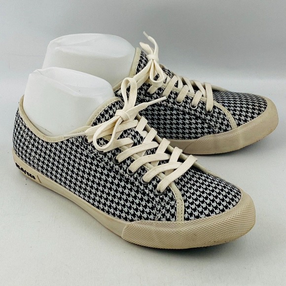 SeaVees Shoes - Womens‎ 8 SeaVees Monterey Sneakers Houndstooth Black White Lace Up Casual Shoes